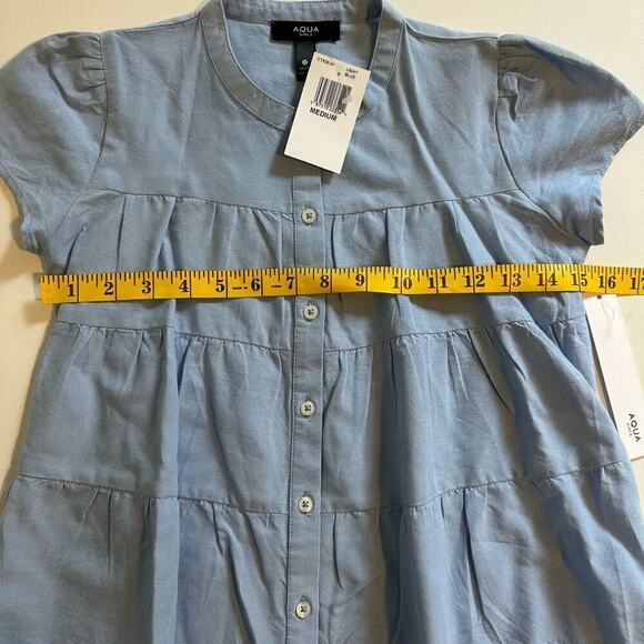 NWT Aqua Girls Blue Short Sleeve Tiered Top Medium - Picture 4 of 8